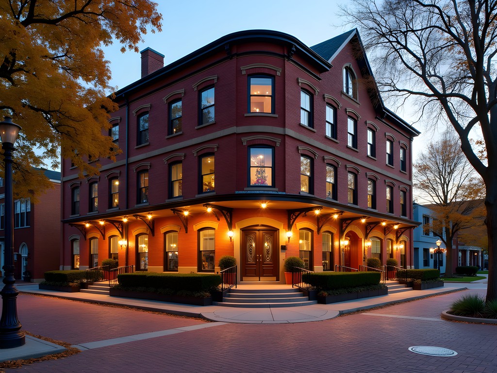 Historic Hotel at Old Town exterior in Wichita with fall decorations and brick architecture