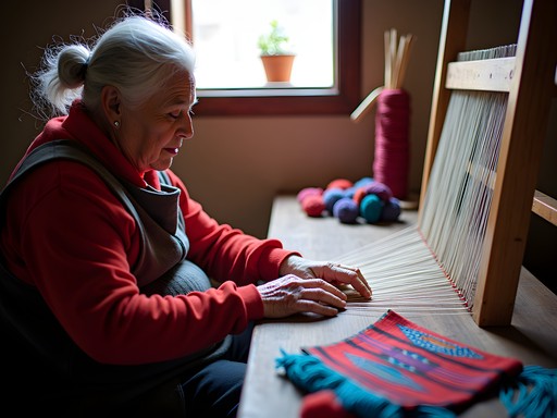 Traditional backstrap loom weaving demonstration in Arequipa showing intricate pattern creation