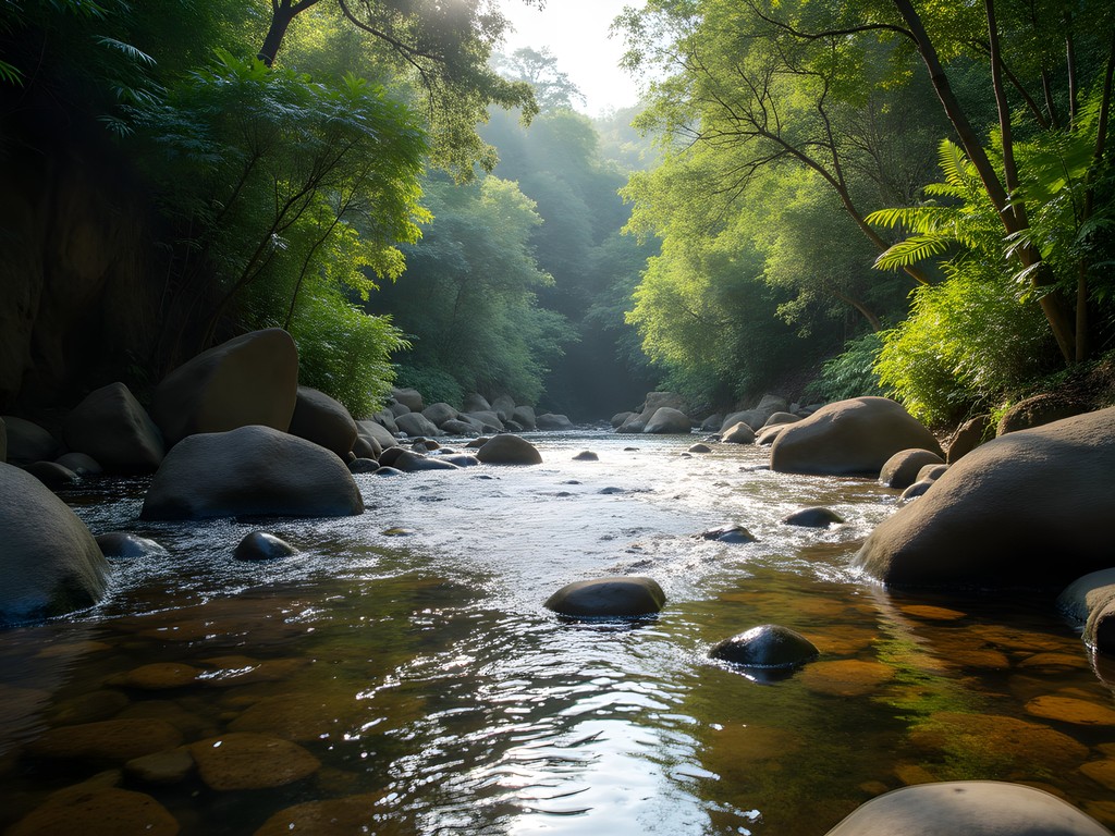 Sacred river in Arima's Northern Range forests used for indigenous purification rituals