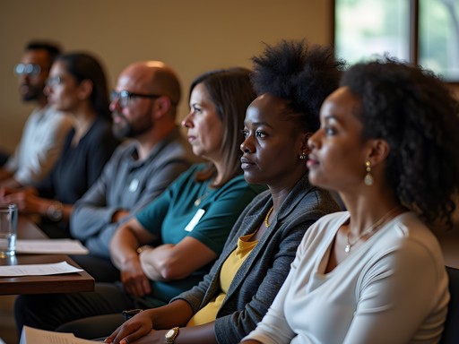 Community forum discussion at the King Center in Atlanta with diverse participants
