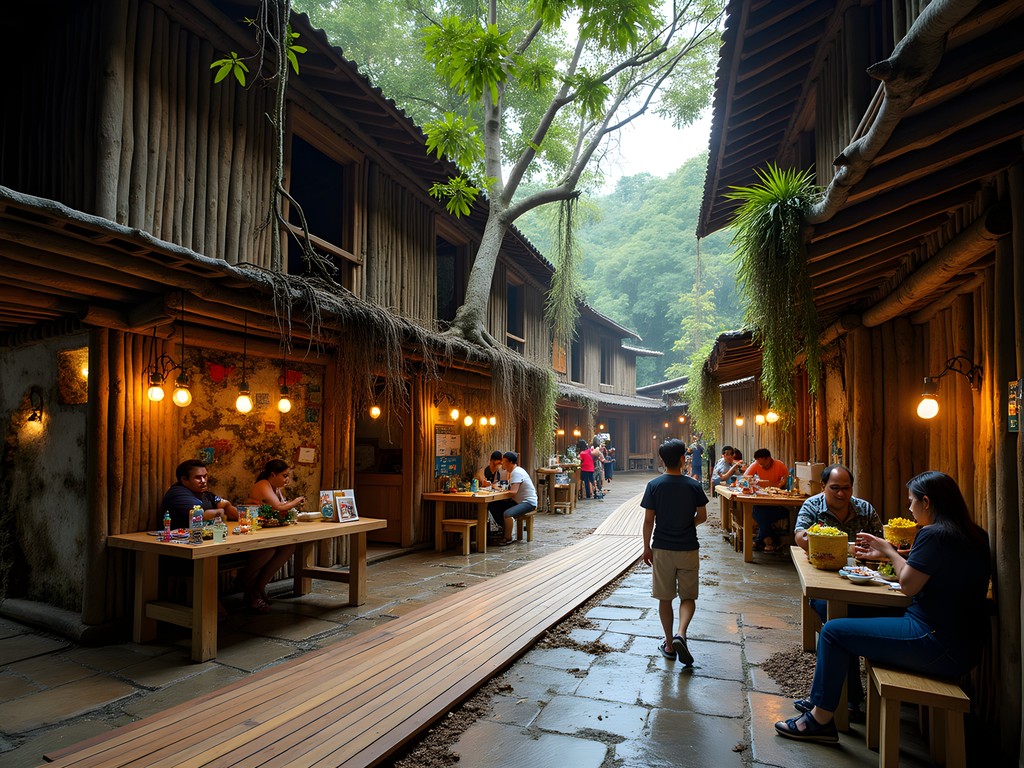 Eclectic interior of Ili-likha Artists Village showing adaptive reuse of materials