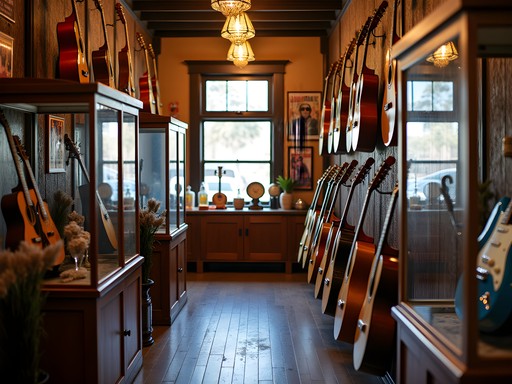 Vintage guitars and memorabilia displayed at Bakersfield Music Hall of Fame
