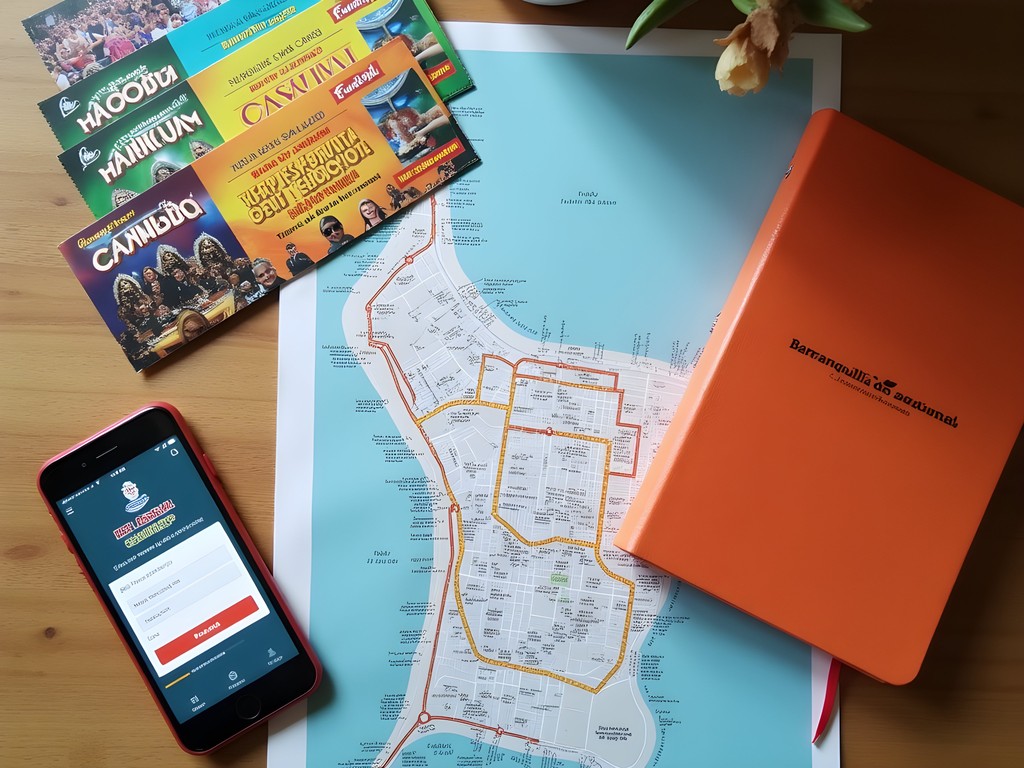 Map and planning materials for Barranquilla Carnival trip