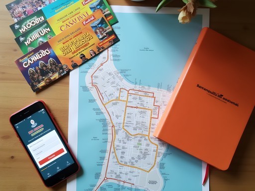 Map and planning materials for Barranquilla Carnival trip