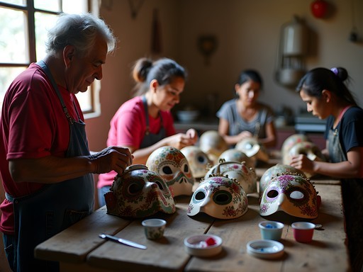 Traditional mask making workshop during Barranquilla Carnival