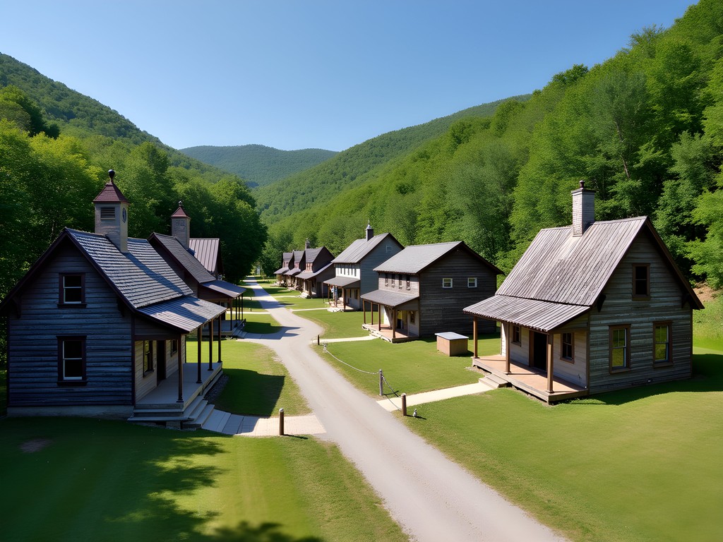 Historic coal camp buildings at Beckley Exhibition Coal Mine