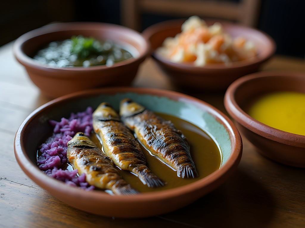 Traditional Amazonian dishes served at a simple restaurant in Mercado de Carne, Belém
