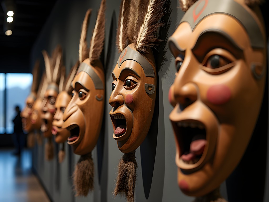 Traditional Yup'ik ceremonial masks display at Yupiit Piciryarait Cultural Center