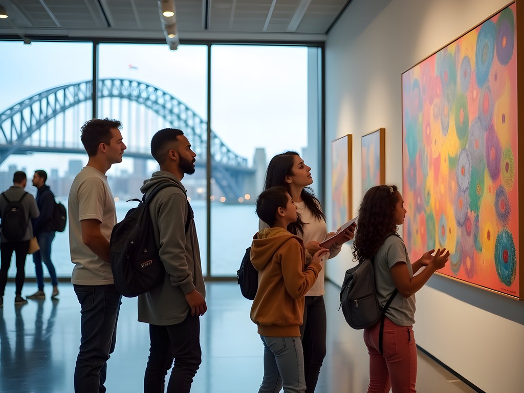 Family discussing contemporary art installation at Boston's Institute of Contemporary Art