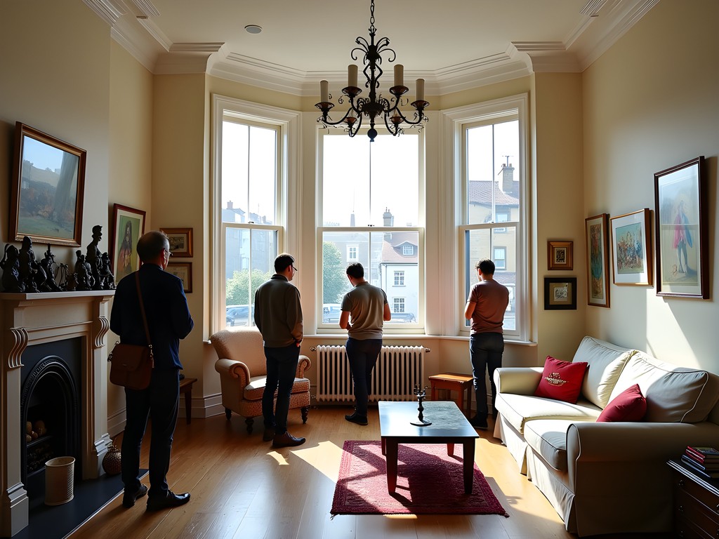 Interior of a Brighton Artist Open House showing artwork displayed in a Victorian home setting