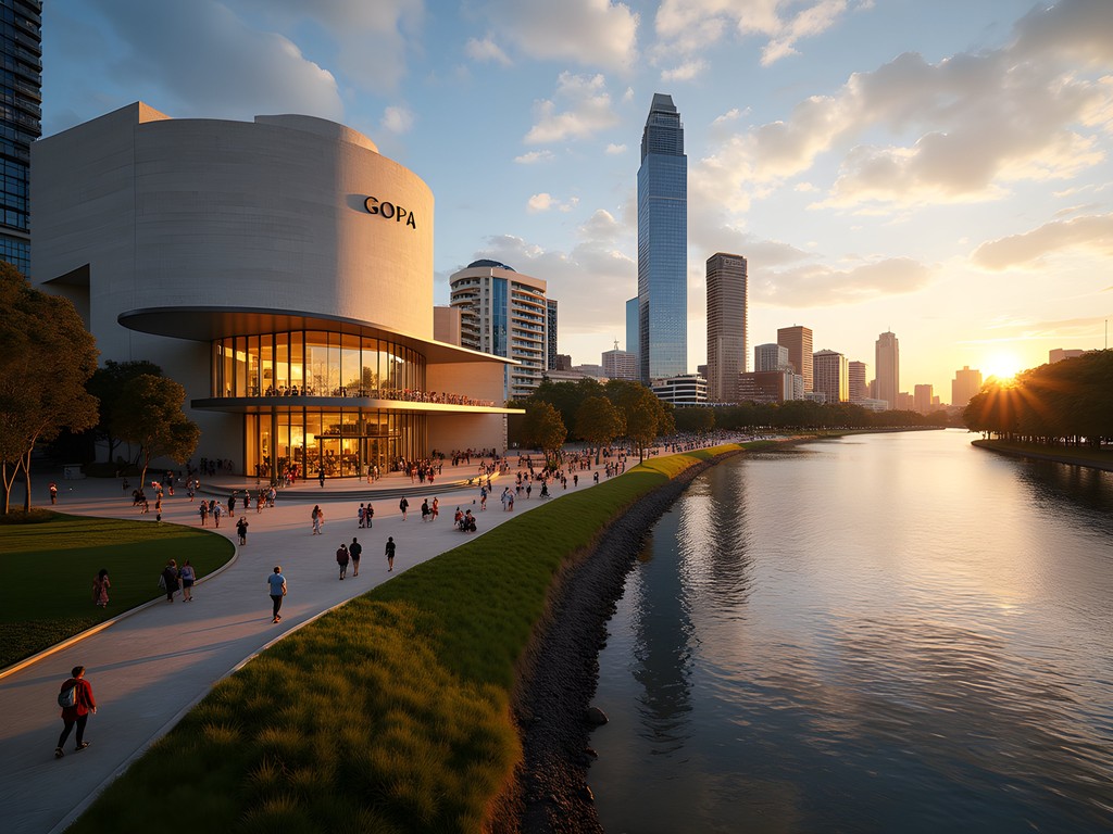 Brisbane's South Bank Cultural Precinct with QPAC and GOMA buildings