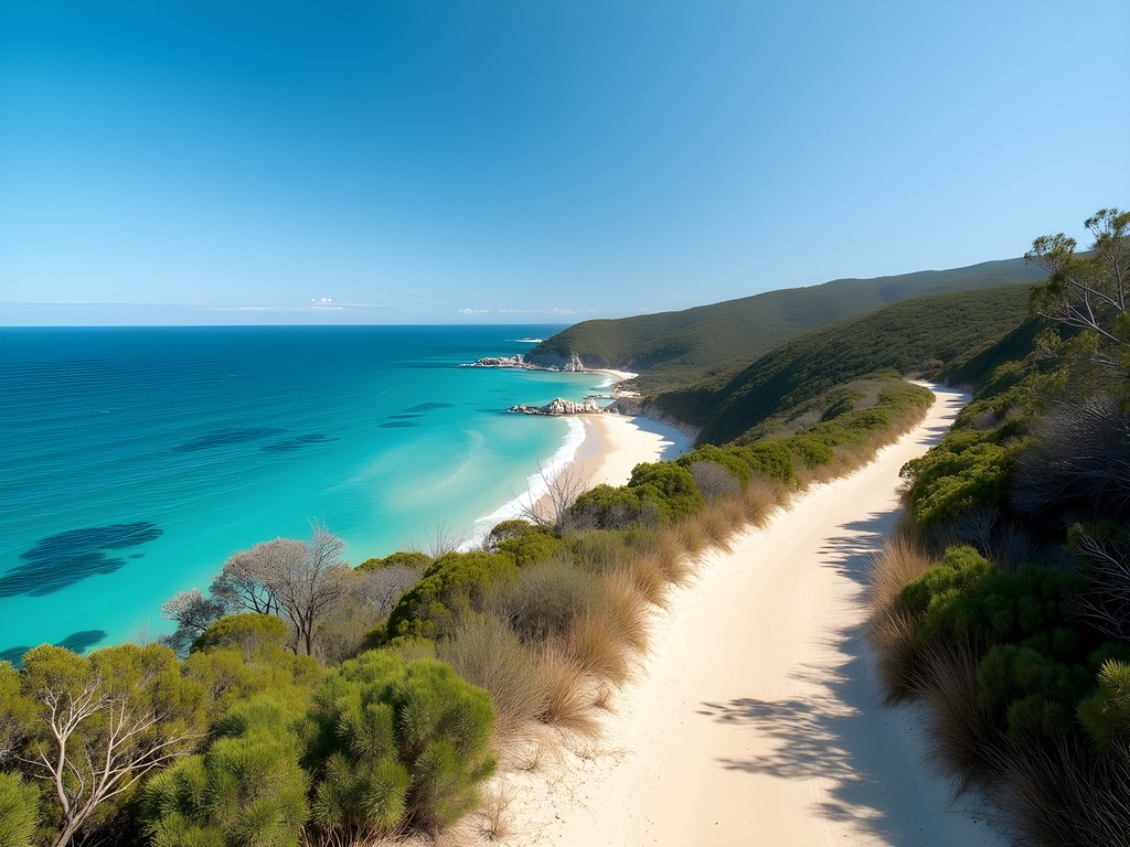 Coastal walking path on North Stradbroke Island with ocean views