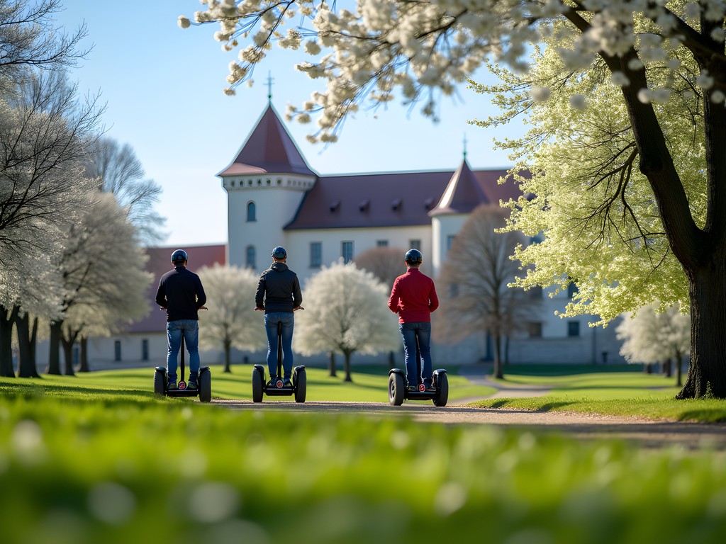 Segway tour group exploring the grounds of Špilberk Castle in Brno