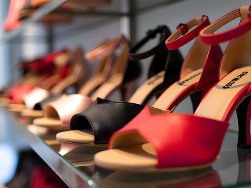 Colorful handmade salsa dance shoes in a Cali boutique