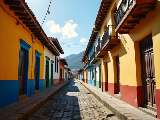 Colorful colonial streets of San Antonio neighborhood in Cali, Colombia