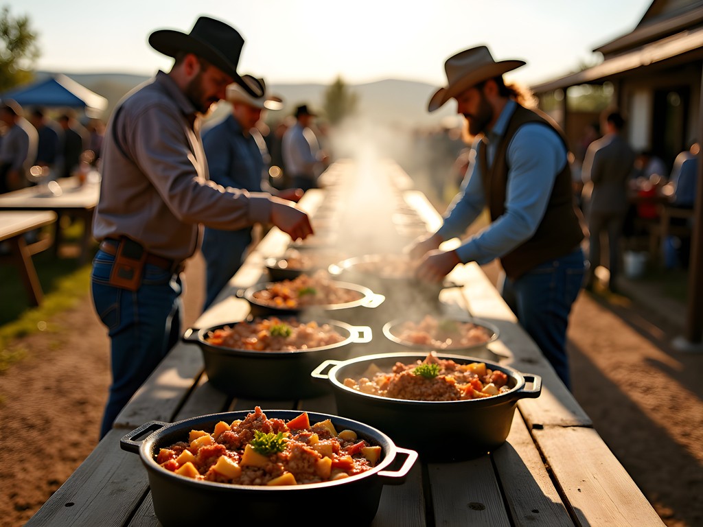 Traditional chuckwagon dinner being served at Cheyenne Frontier Days