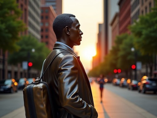 Monument to the Great Northern Migration in Bronzeville neighborhood of Chicago
