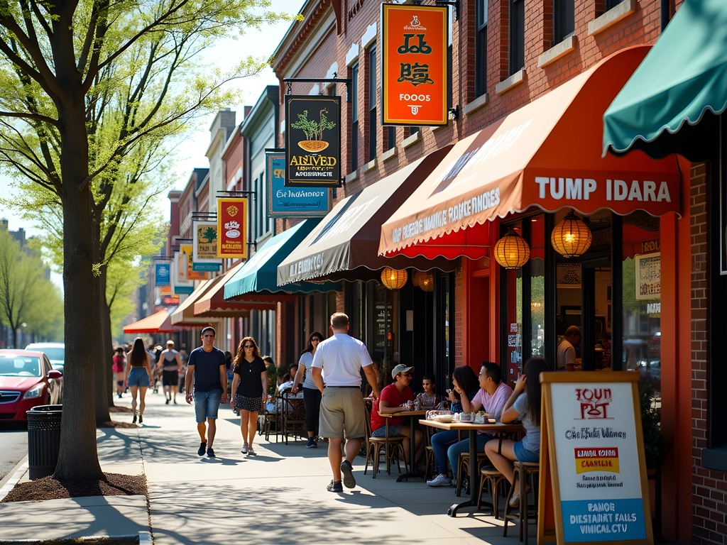 Diverse international restaurants along Route 1 in College Park Maryland