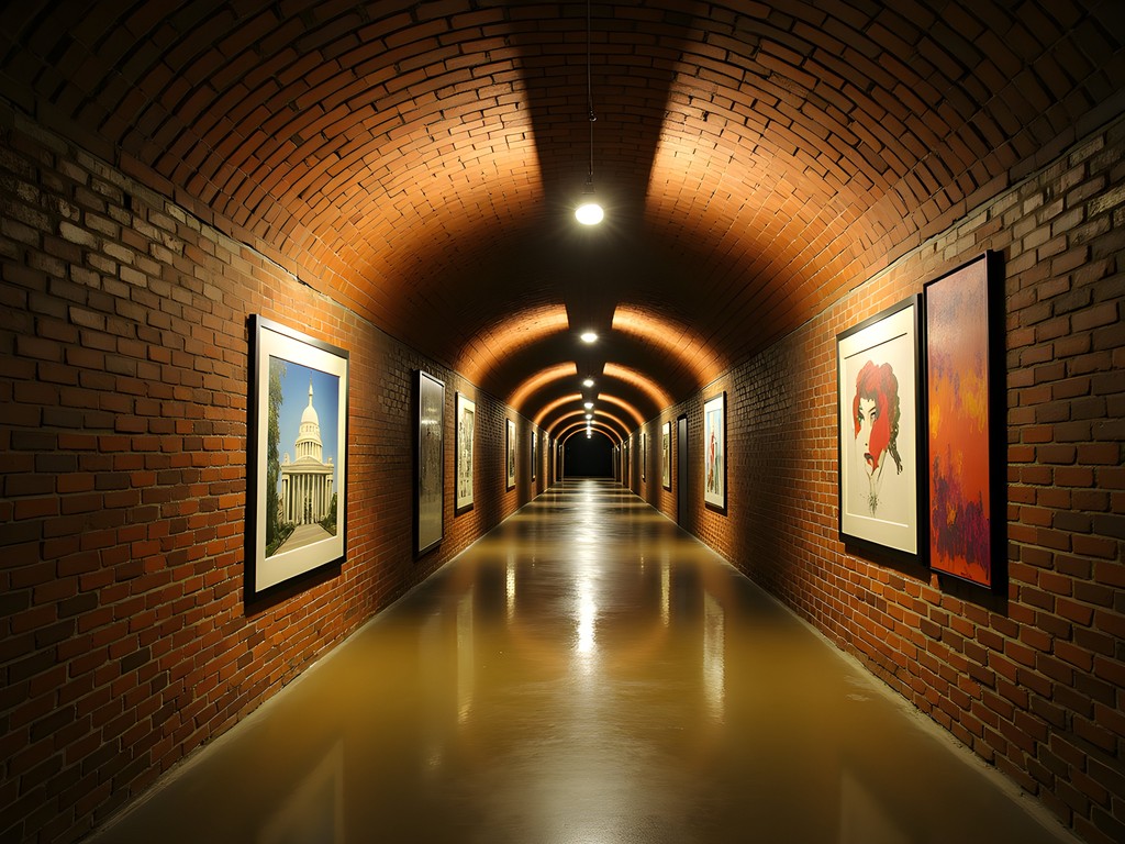 Underground art installation in the Artlandish Gallery tunnel beneath downtown Columbia