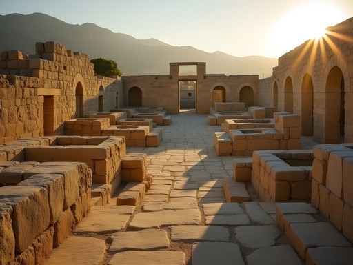 Ancient ruins of Medina Azahara palace complex near Cordoba in morning light