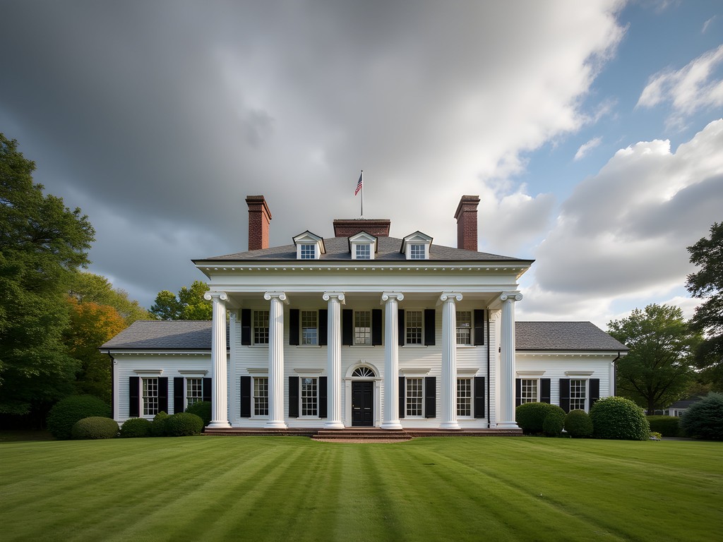 Historic Sprague Mansion in Cranston with its distinctive Federal architecture and manicured grounds