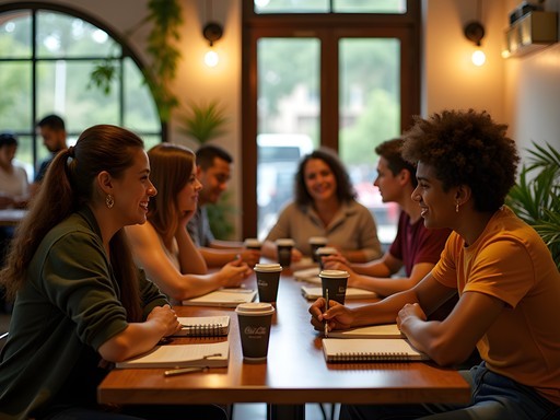 Language exchange meetup between Colombian, Venezuelan and international students in a Cúcuta café