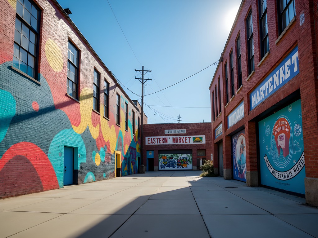Colorful street art murals in Detroit's Eastern Market district