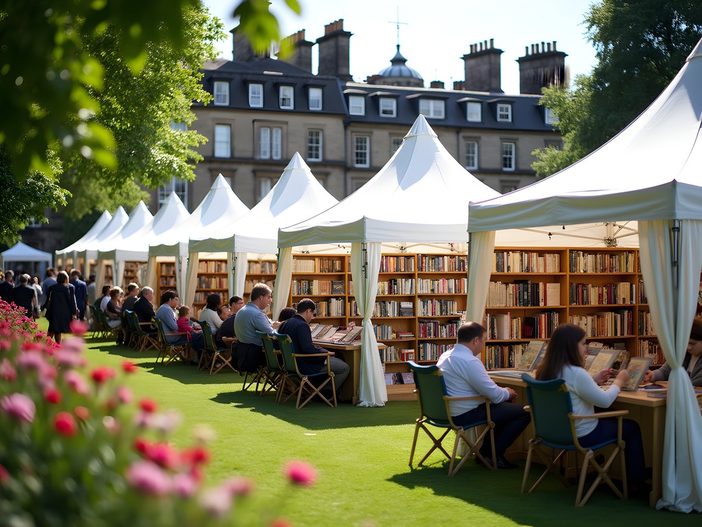 Edinburgh International Book Festival tents in Charlotte Square Gardens