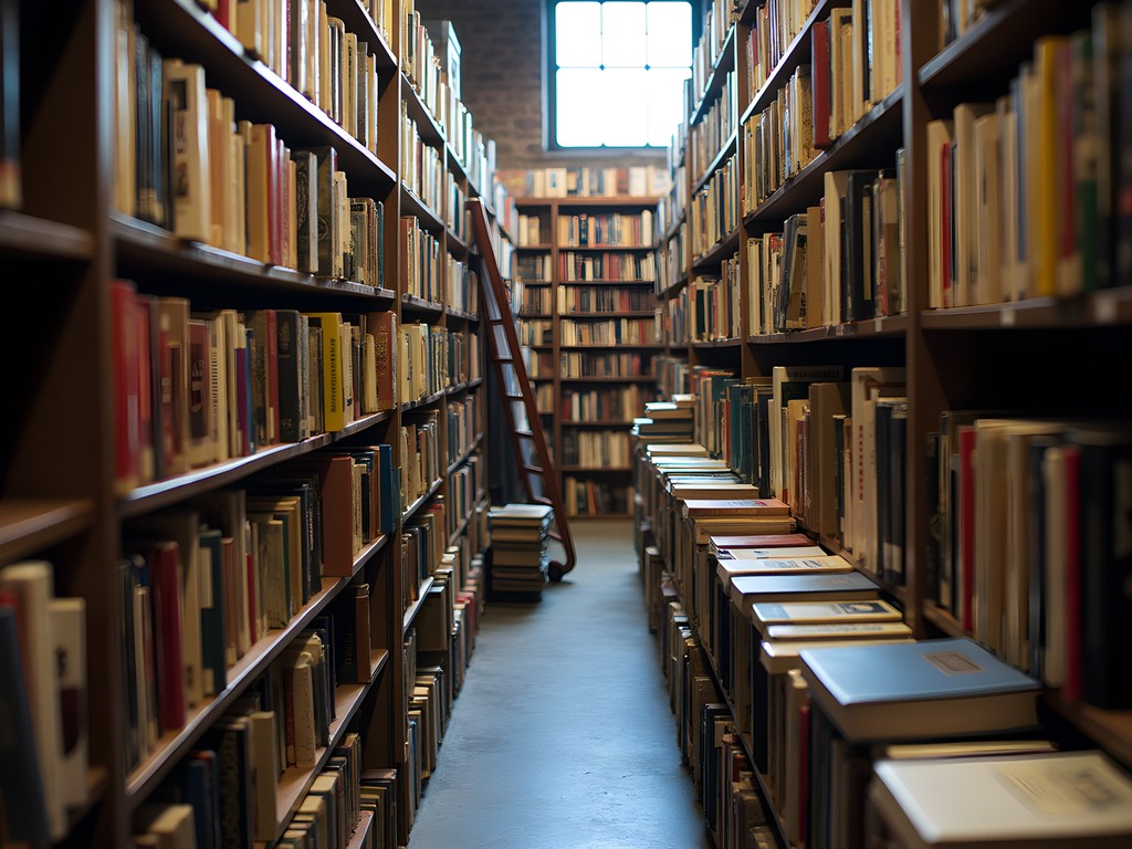 Cramped interior of Armchair Books with floor to ceiling bookshelves