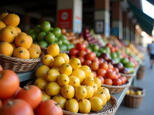 Colorful display of native Paraguayan fruits at Fernando de la Mora market