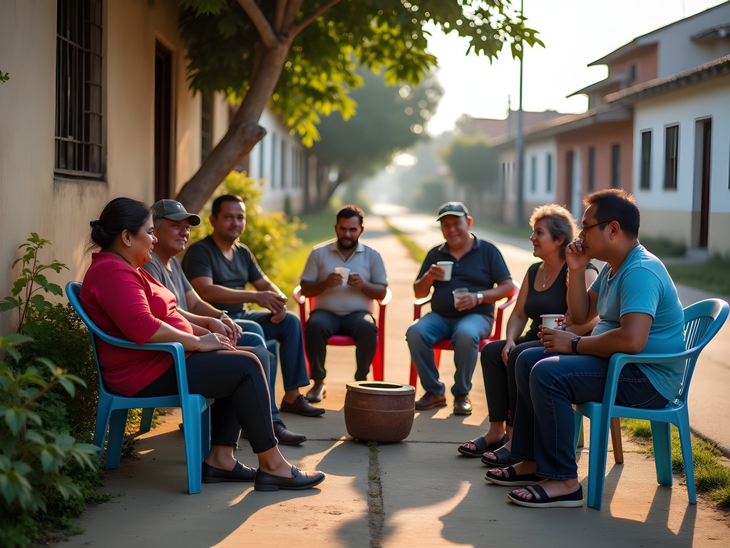 Afternoon terere circle with locals in Fernando de la Mora