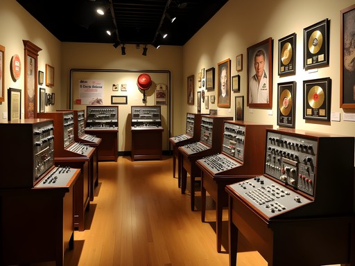Interactive exhibits at Alabama Music Hall of Fame featuring recording equipment