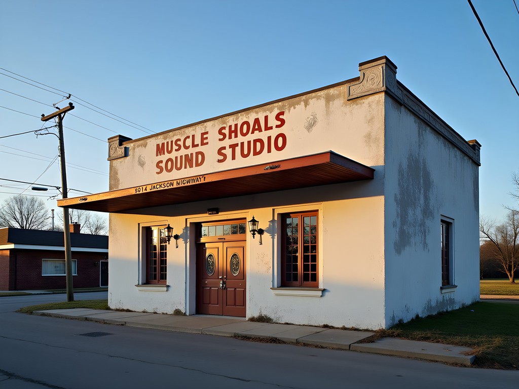 Historic Muscle Shoals Sound Studio exterior with 3614 Jackson Highway address