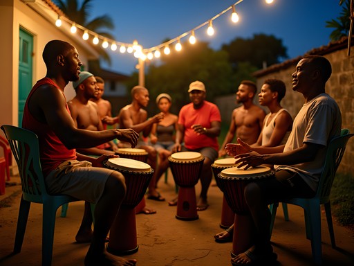 Evening drum circle with locals in Georgetown backyard