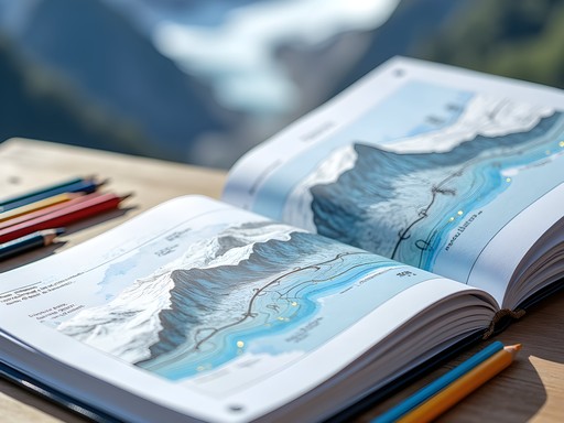 Sketching the receding Pasterze Glacier with historical markers visible