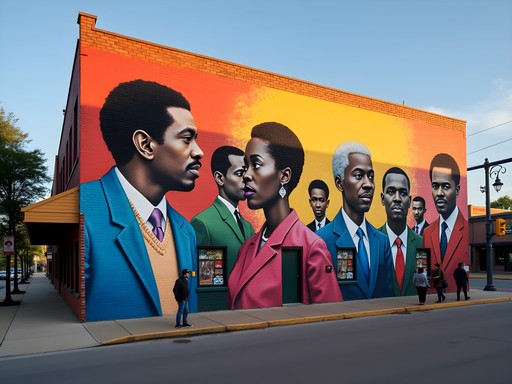 Vibrant large-scale mural depicting civil rights history in downtown Hattiesburg