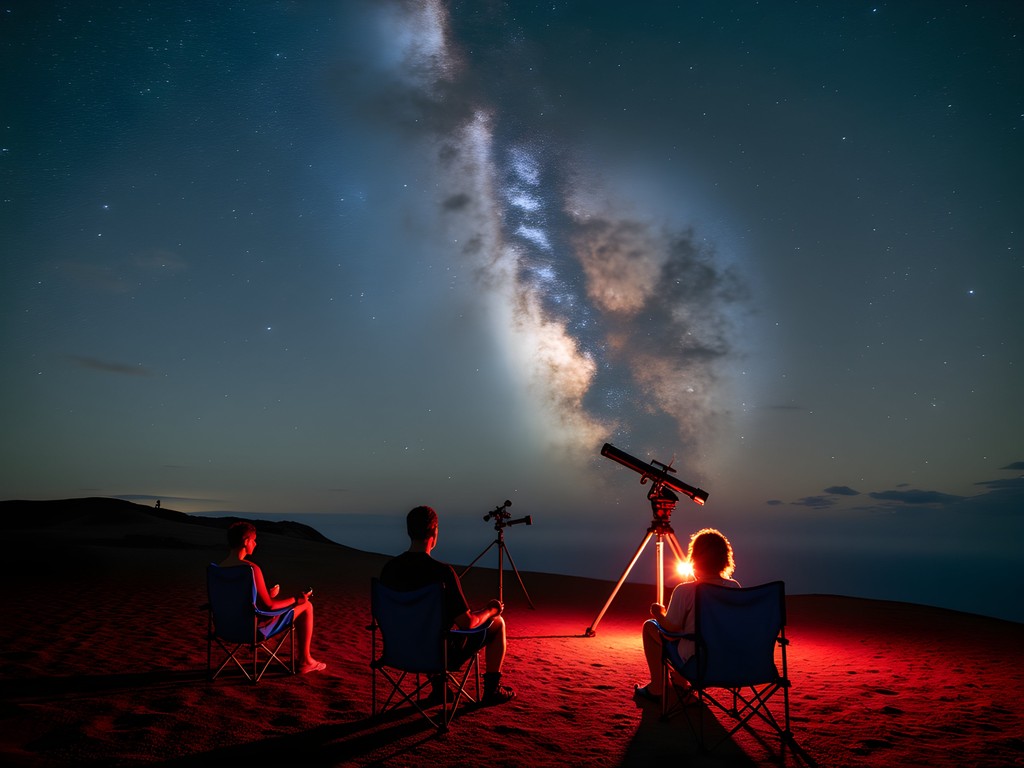 Stargazing on Mauna Kea Hawaii with Milky Way visible and couples learning Hawaiian star navigation