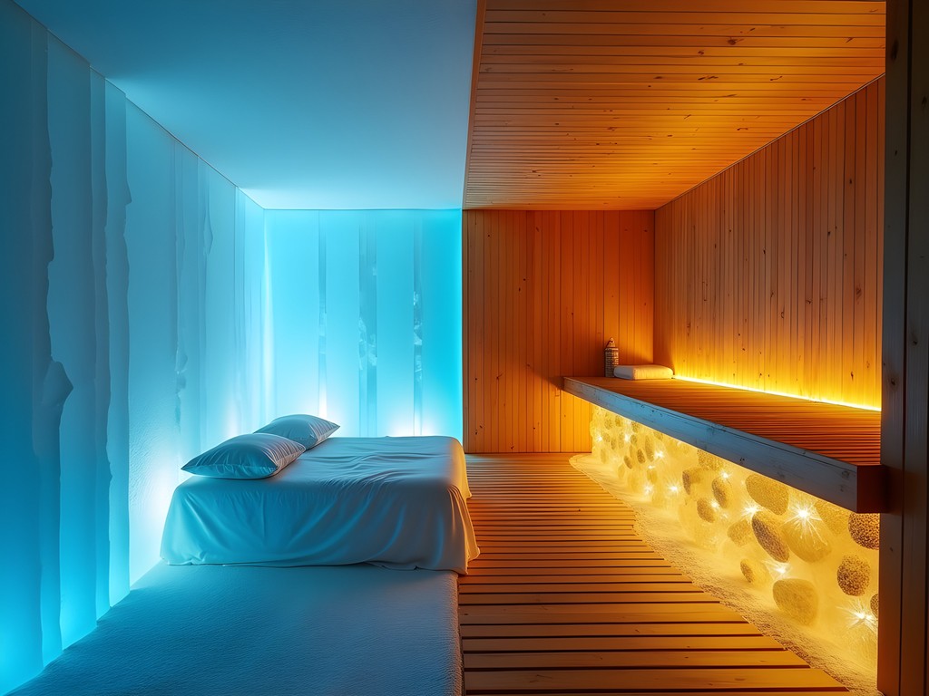 Thermal contrast experience at Sweden's Ice Hotel with sauna and ice room