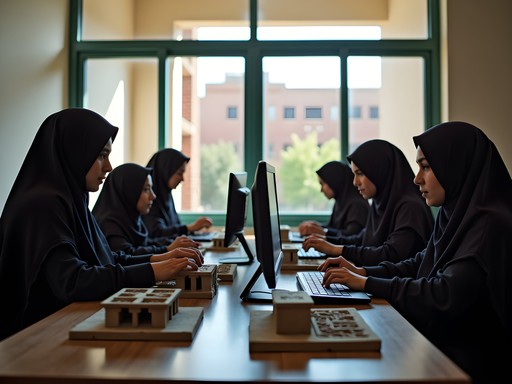 Students working on digital heritage preservation at Kabul University lab