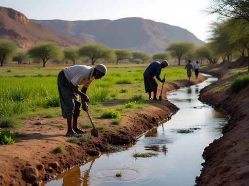 Traditional farming in the fertile Gash River valley near Kassala