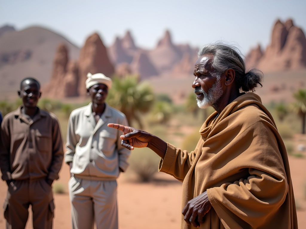 Cultural exchange with local guide explaining Beja traditions in Kassala region