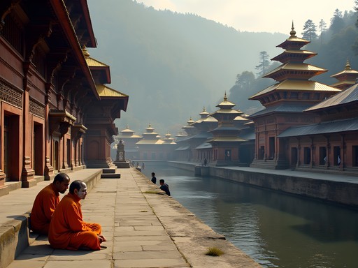 Ancient pagoda temples of Pashupatinath along Bagmati River in Kathmandu