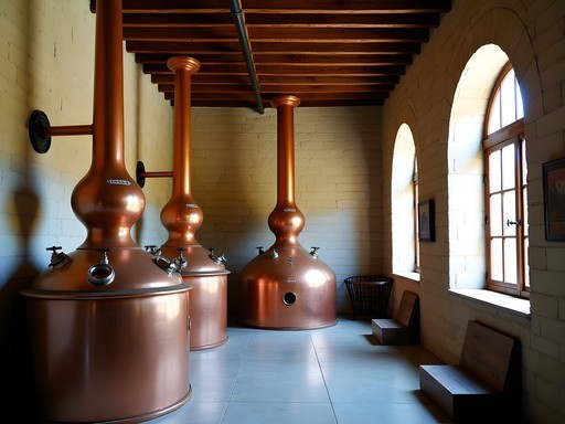 Traditional copper stills at a pisco distillery in Elqui Valley, Chile
