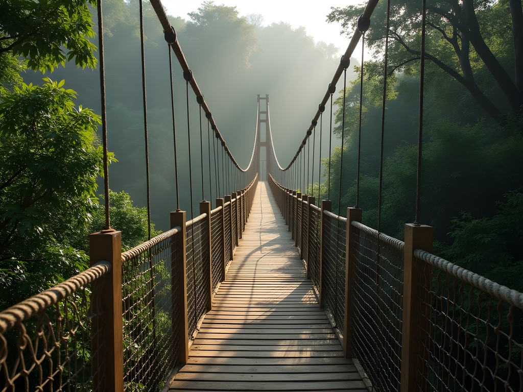 Elevated canopy walkway through lush forest at Lekki Conservation Centre in Lagos