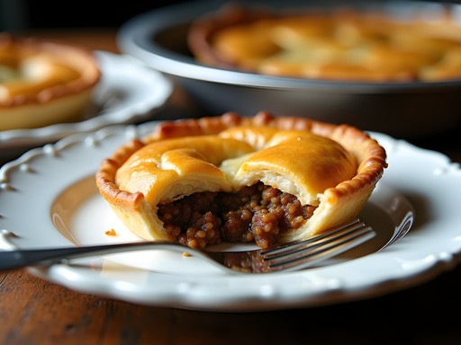 Traditional Franco-American tourtière (meat pie) served at La Rencontre