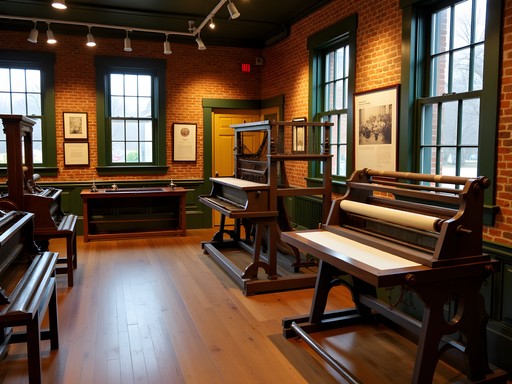 Historic textile machinery exhibit at Museum L-A in Lewiston
