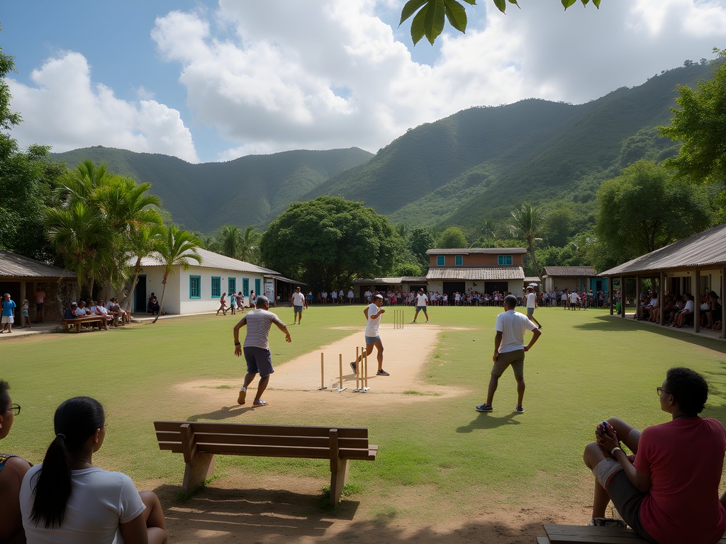 Sunday cricket match at the community grounds in Liberta village, Antigua