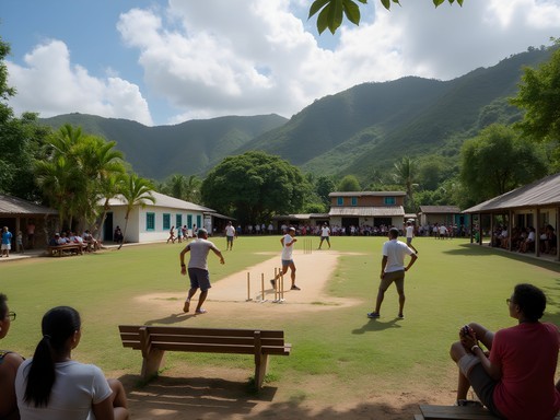 Sunday cricket match at the community grounds in Liberta village, Antigua