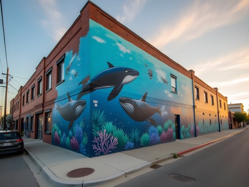Colorful ocean-themed mural in Long Beach's East Village Arts District