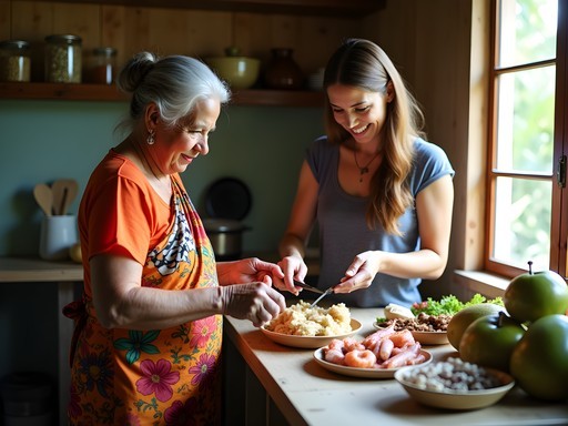 Maldivian cooking class with local woman showing traditional dishes preparation